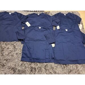 Barco Essentials Scrub Top 2XL Navy V-Neck Plus Size Medical 5 Pack NWT